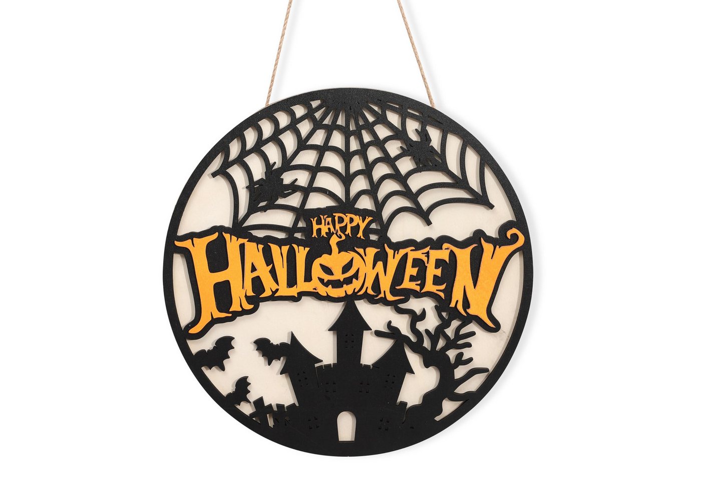 Bomiclss Dekokranz Holz Türkranz Herbst 30cm, Halloween-Dekoration, Kunstkranz, Hängedekoration für Haustür, Innen- und Außenbereich, Party Bild 4