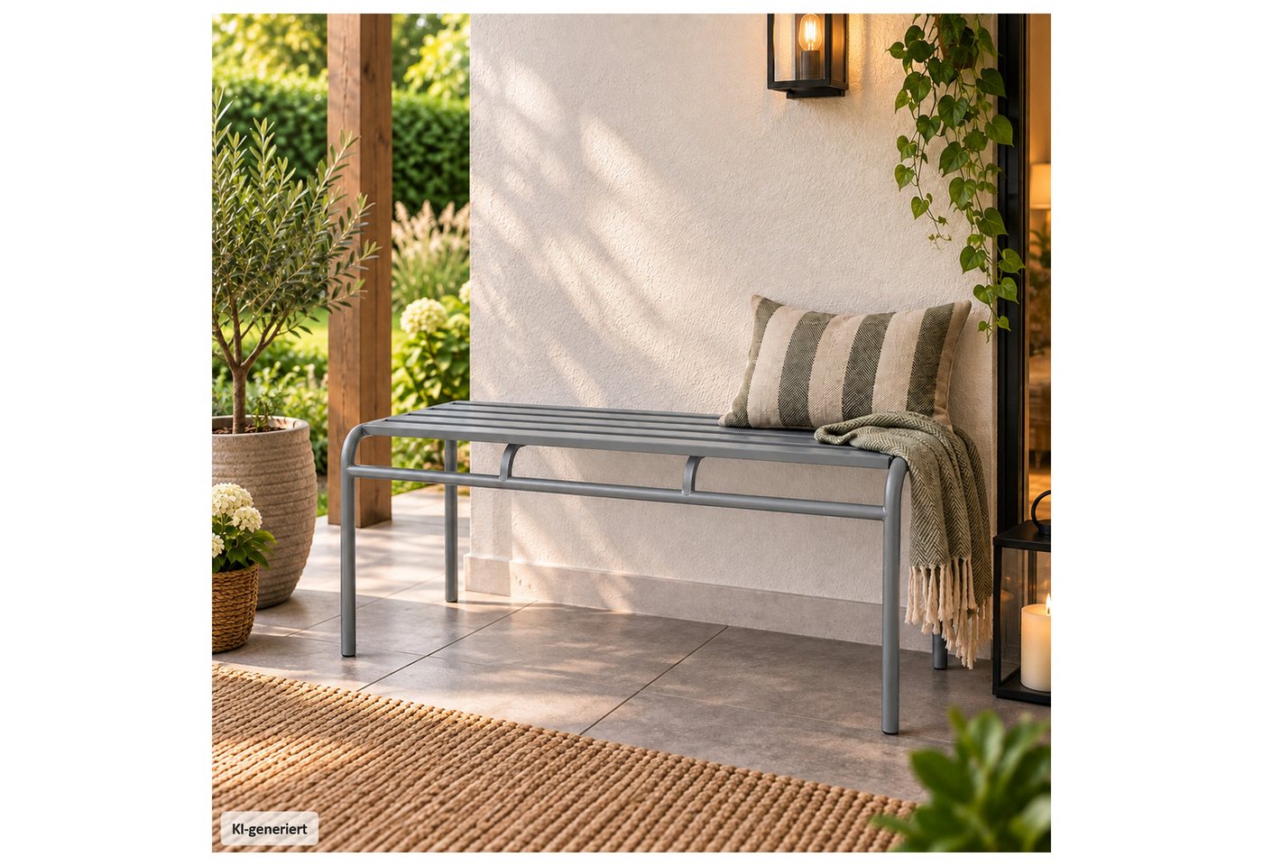 HTI-Living Gartenbank Bank Celia Basic Metall Grau (1 Stück, 1-St., 1 Sitzbank), Sitzbank für den überdachten Außenbereich Bild 2