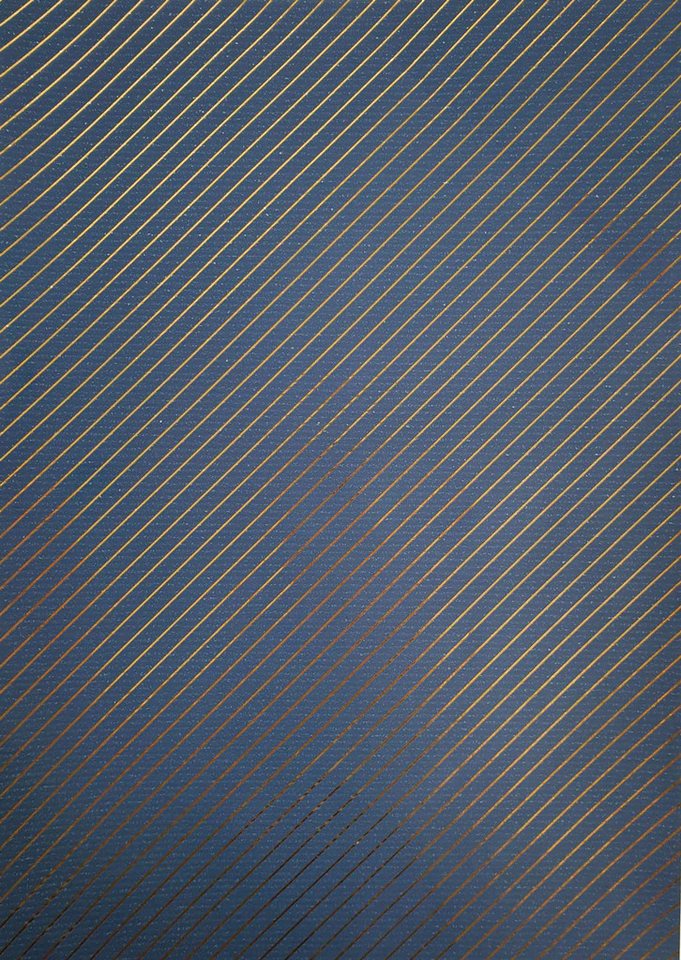 Star Geschenkpapier, Geschenkpapier Streifen Muster 70cm x 2m Rolle dunkelblau / gold