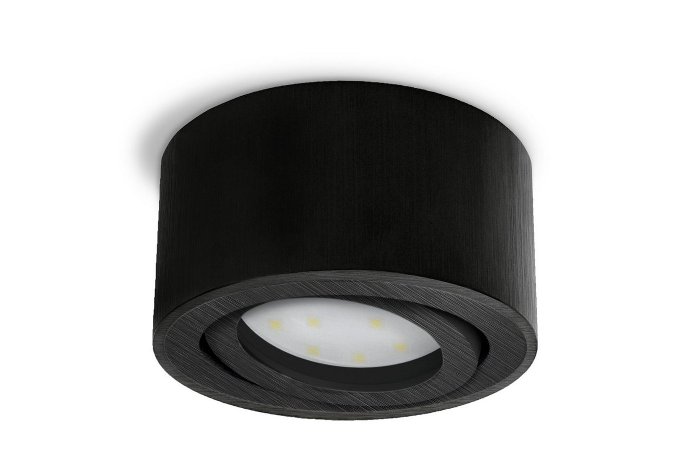 SSC-LUXon LED Aufbaustrahler CELI-1B flacher Decken Aufbauspot schwarz schwenkbar mit LED Modul, Neutralweiß
