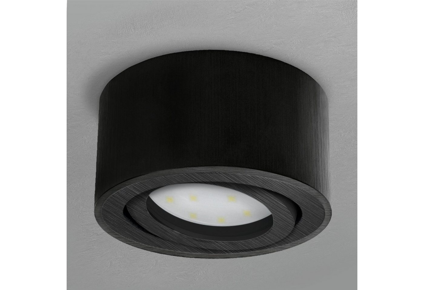 SSC-LUXon LED Aufbaustrahler CELI-1B flacher Decken Aufbauspot schwarz schwenkbar mit LED Modul, Neutralweiß Bild 2