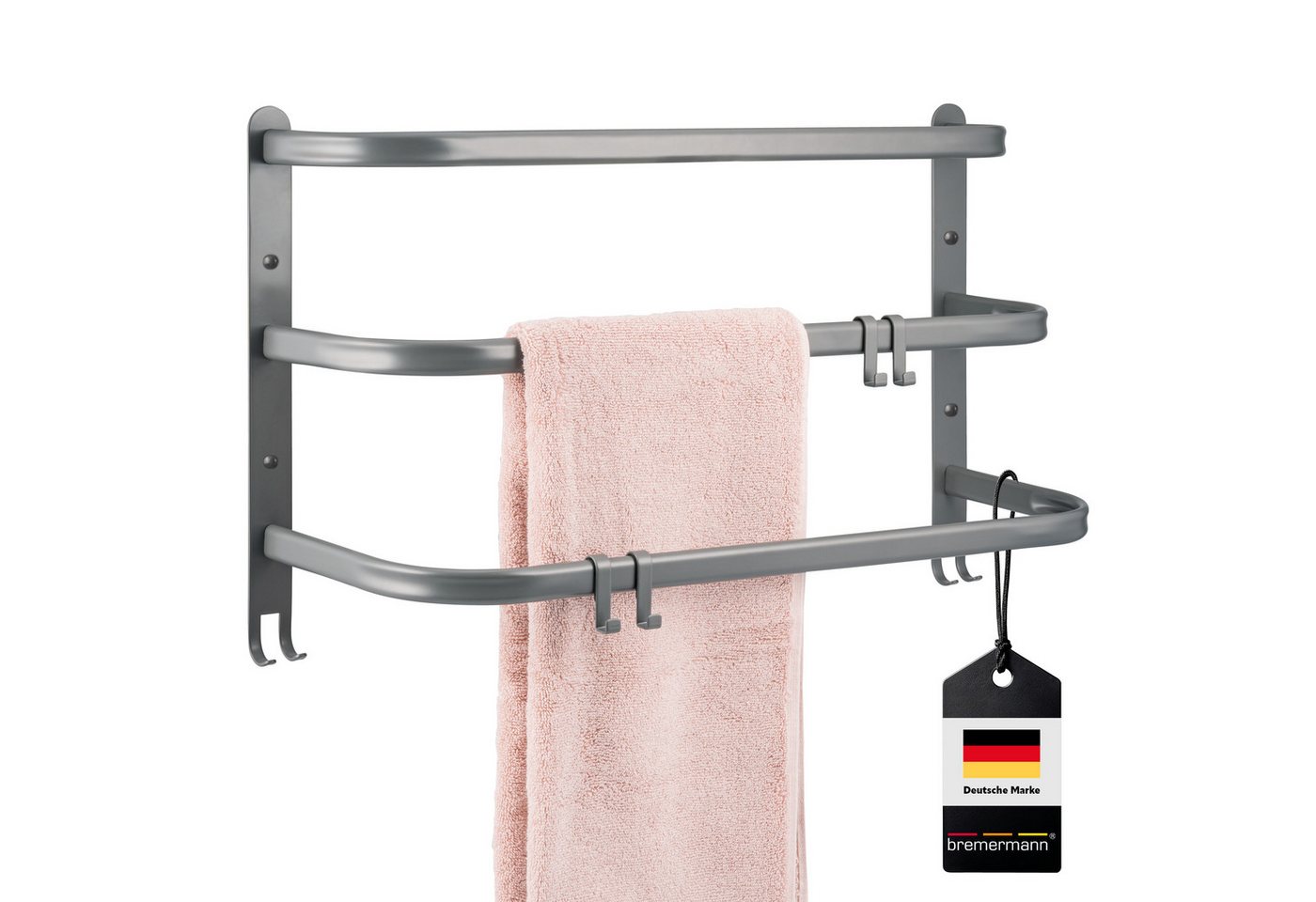 bremermann Handtuchstange Wand-Handtuchhalter, 3 gestufte Ablagen, Handtuchstange, Wandmontage Bild 2