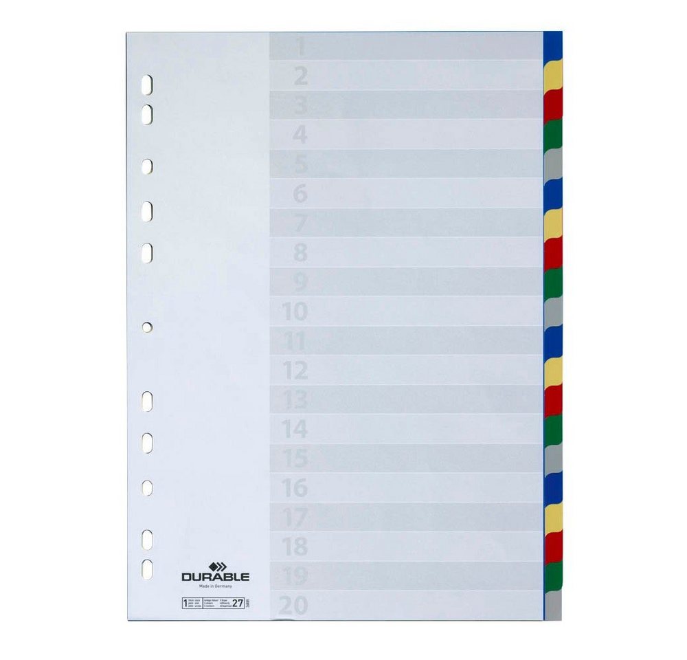DURABLE Aktenordner DURABLE 6758 Register farbige Taben A4 Hoch - 20-teilig