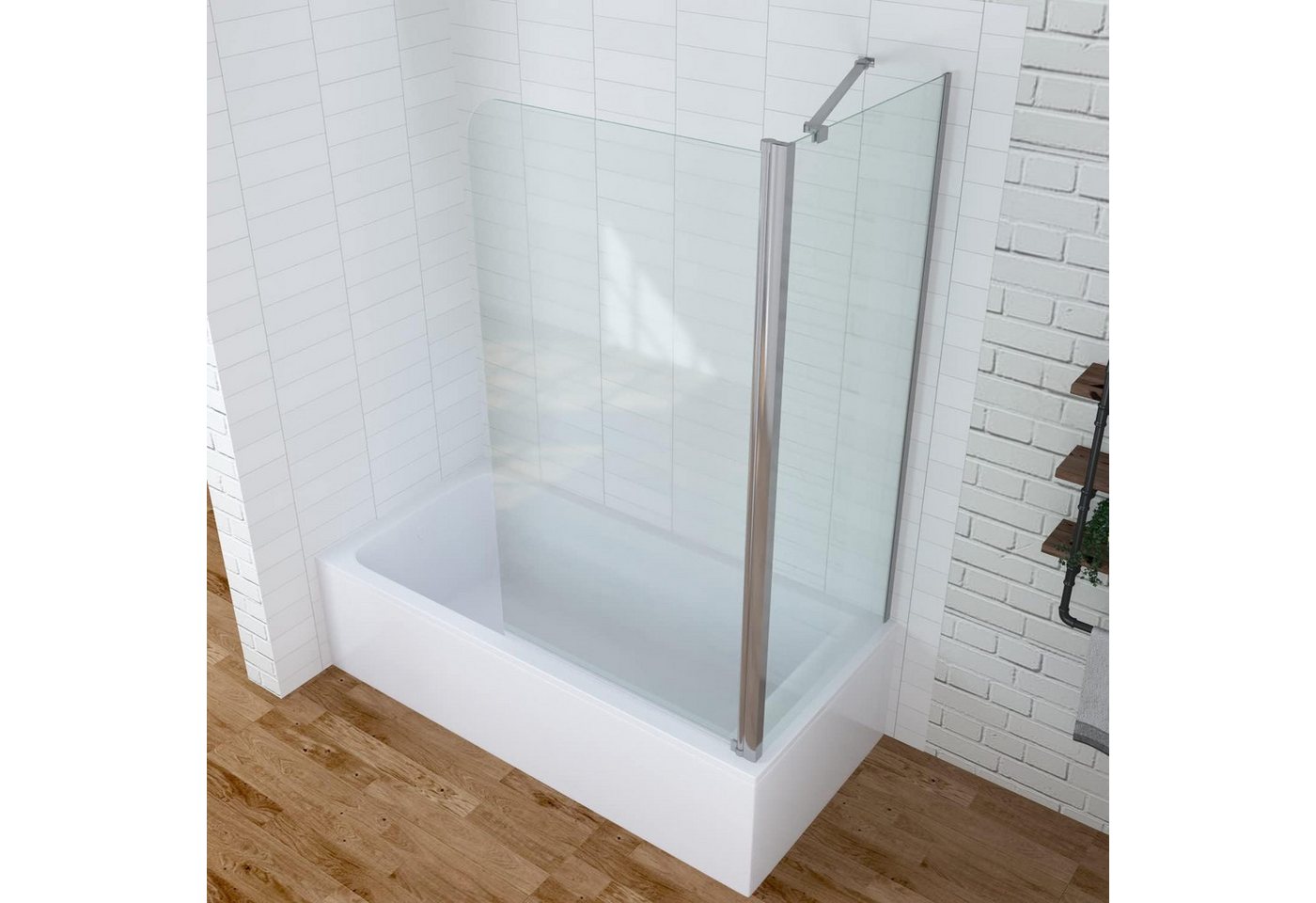 AQUABATOS Badewannenaufsatz Duschtrennwand Duschabtrennung Spritzschutzwand für Badewanne, 5mm ESG, Duschwand für Badewanne mit Seitenwand,Glaswand mit Nano Beschichtung Bild 3