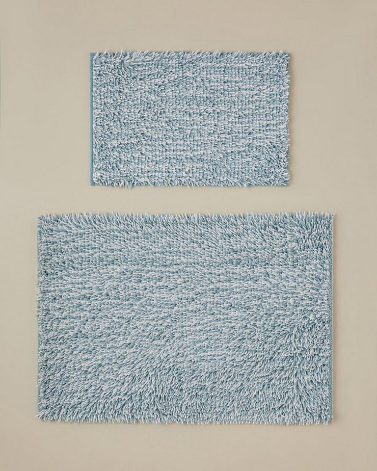 English Home Badematte Corallo Badematten-Set rutschfest 60x90 + 40x60 cm – Blau/Weiß, rechteckig, Rutschfestes 2er-Badematten-Set 60x90 + 40x60 cm Bild 3