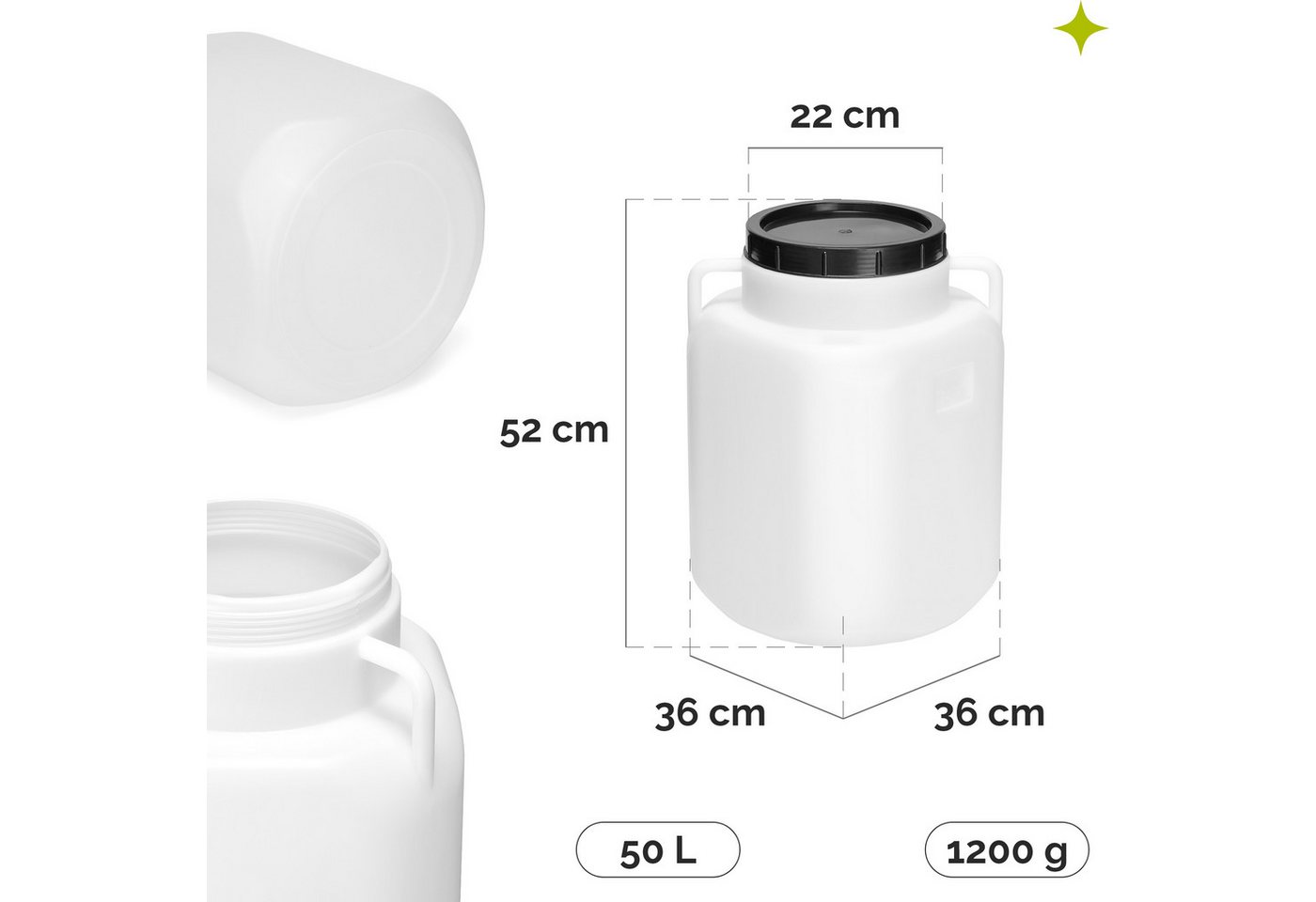 Garronda Regentonne Set BPA-freies quadratisches Fass Behälter mit Deckel GD-0134, 50 l, (2-tlg), BPA-Frei