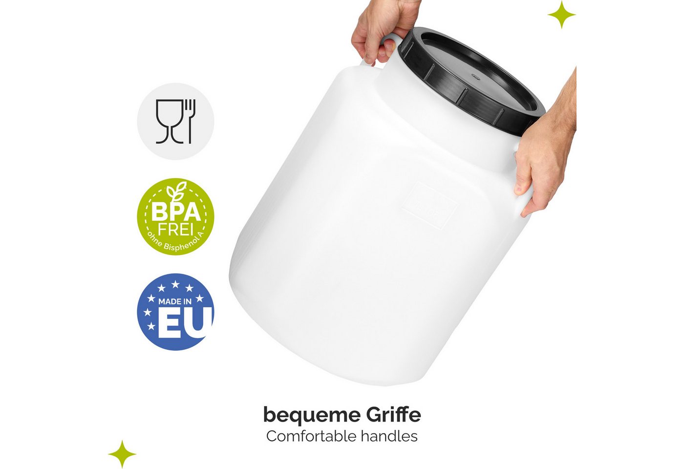 Garronda Regentonne Set BPA-freies quadratisches Fass Behälter mit Deckel GD-0134, 50 l, (2-tlg), BPA-Frei Bild 4