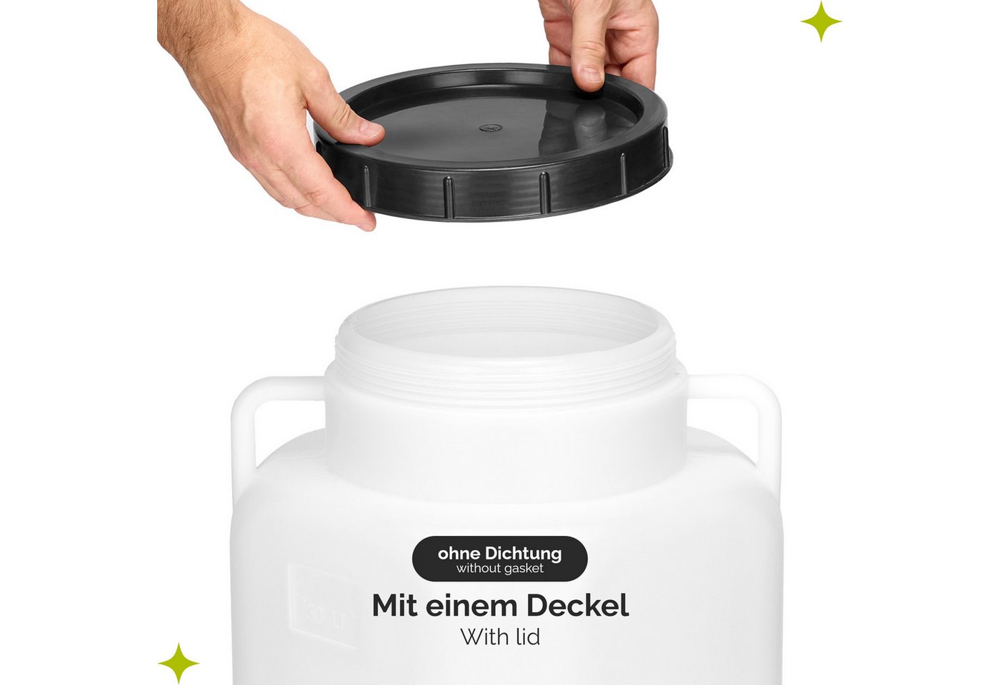 Garronda Regentonne Set BPA-freies quadratisches Fass Behälter mit Deckel GD-0134, 50 l, (2-tlg), BPA-Frei Bild 5