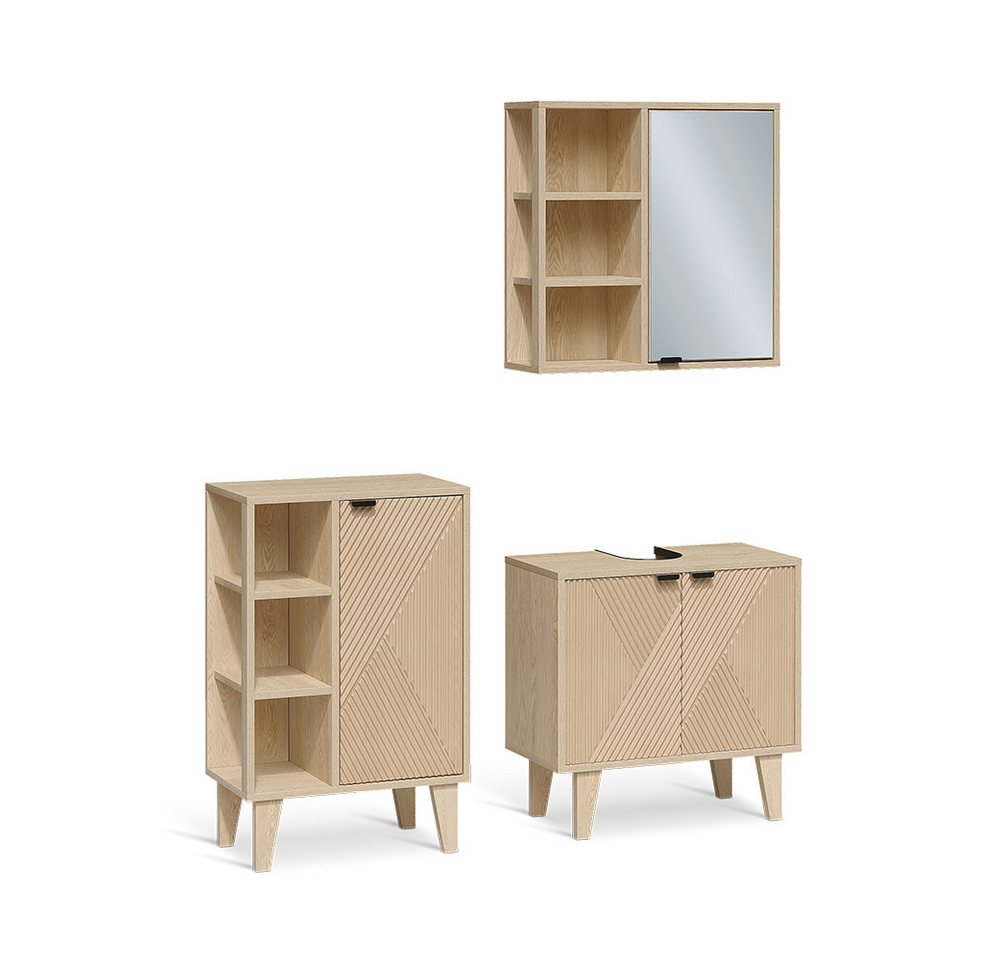 Vicco Badmöbel-Set Arven, Eiche, 3-er Set mit Midischrank, (3-St., 3er Set) Bild 4