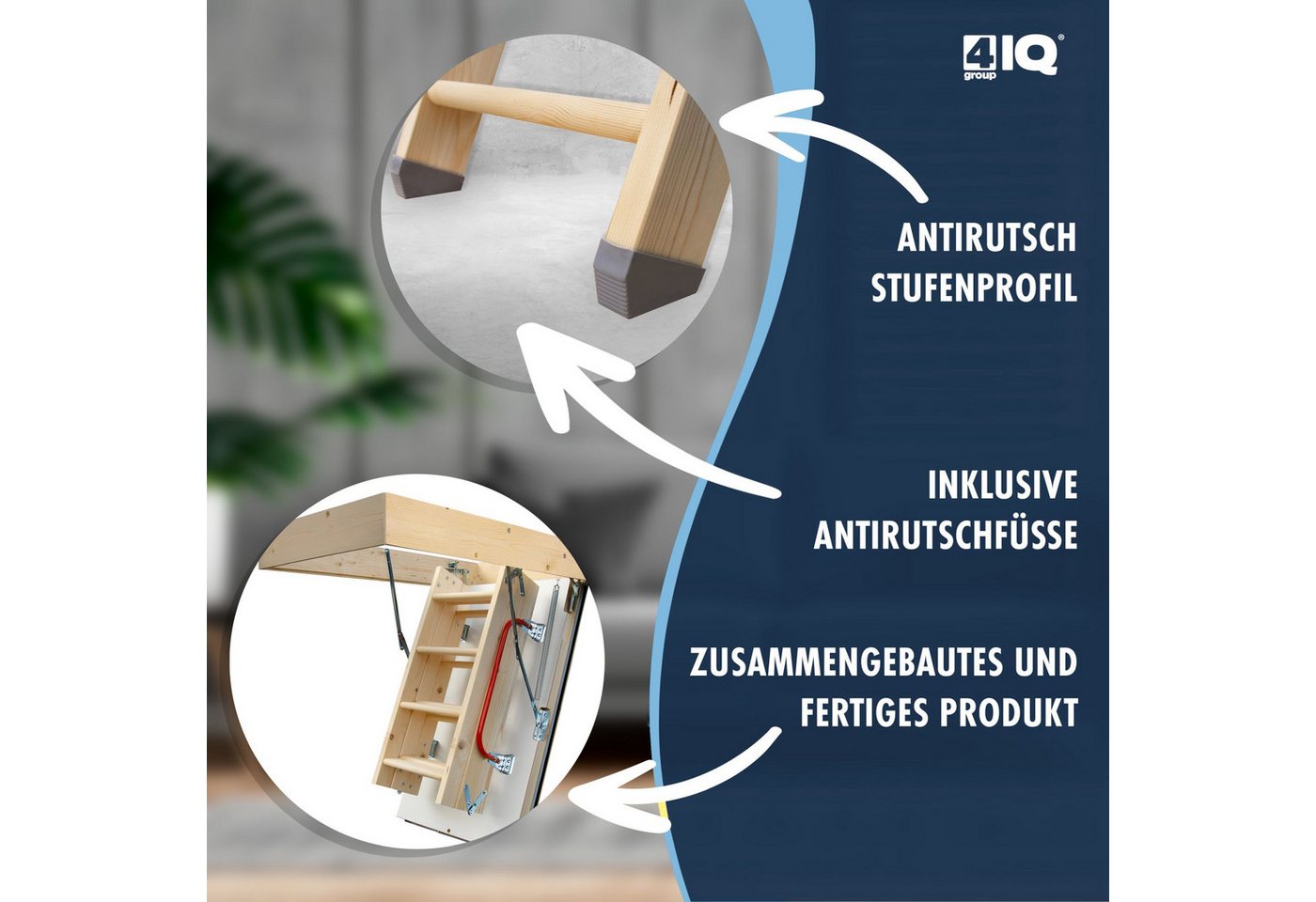 4iQ Group Bodentreppe 4STEP NORDIC Dachbodentreppe isolierte Deckenklappe U-Wert 0,44 W/m²K, für Geschosshöhen bis 275,00 cm, (90 x 80 cm), wärmegedämmt, Klappe 87 mm, U-Wert 0,44 W/(m²K), beidseitig weiß Bild 4