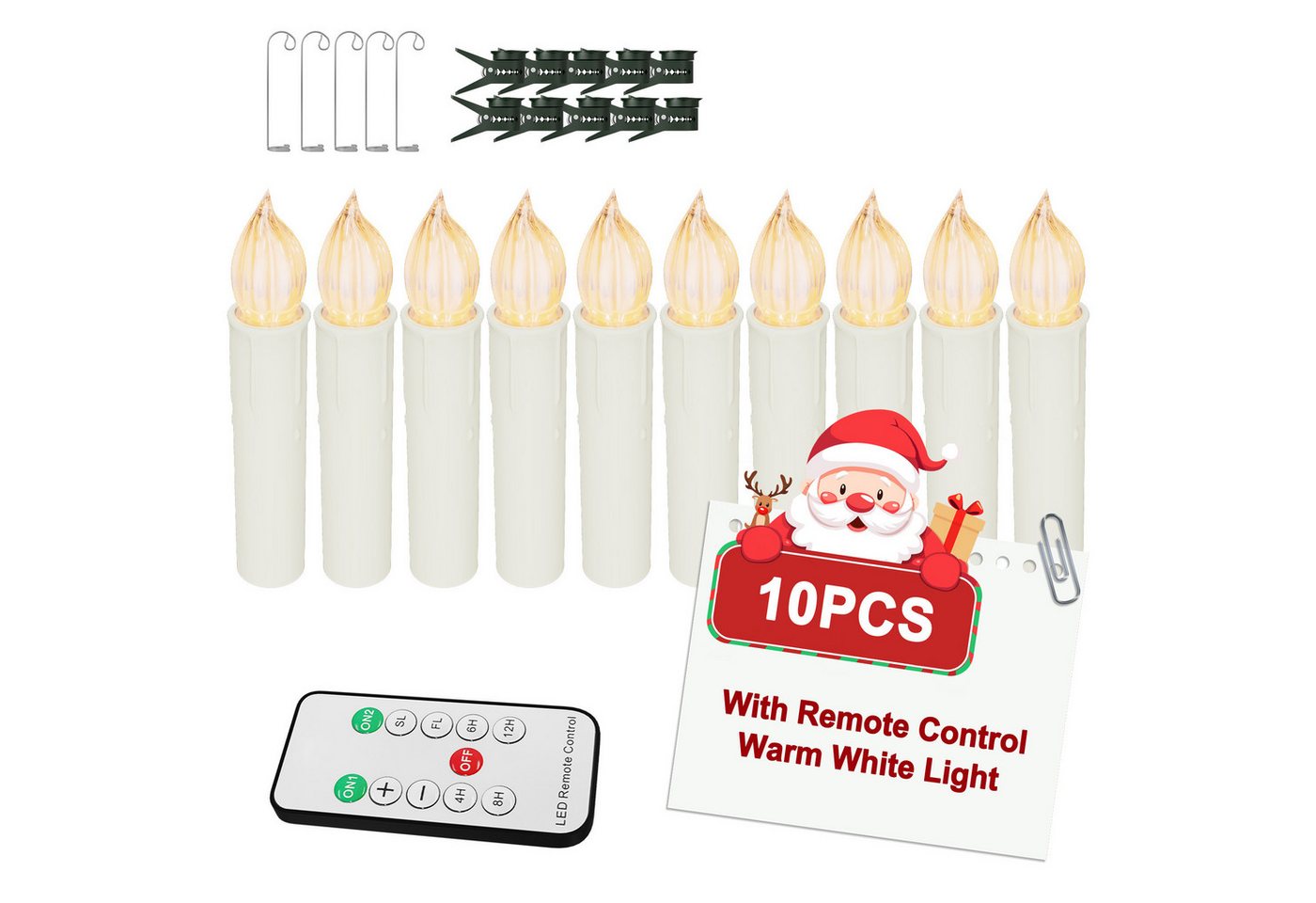 FIVMEN LED-Kerze LED Kerzen Weihnachtskerzen Flammenlose Dimmbar mit Fernbedienung, Eine festliche Weihnachtsatmosphäre und passende Weihnachtsdekoration