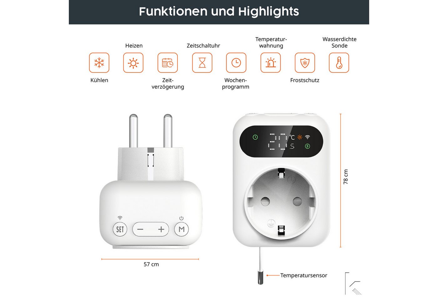 Könighaus Steckdosen-Thermostat Könighaus LED Smart-Thermostat Bild 2