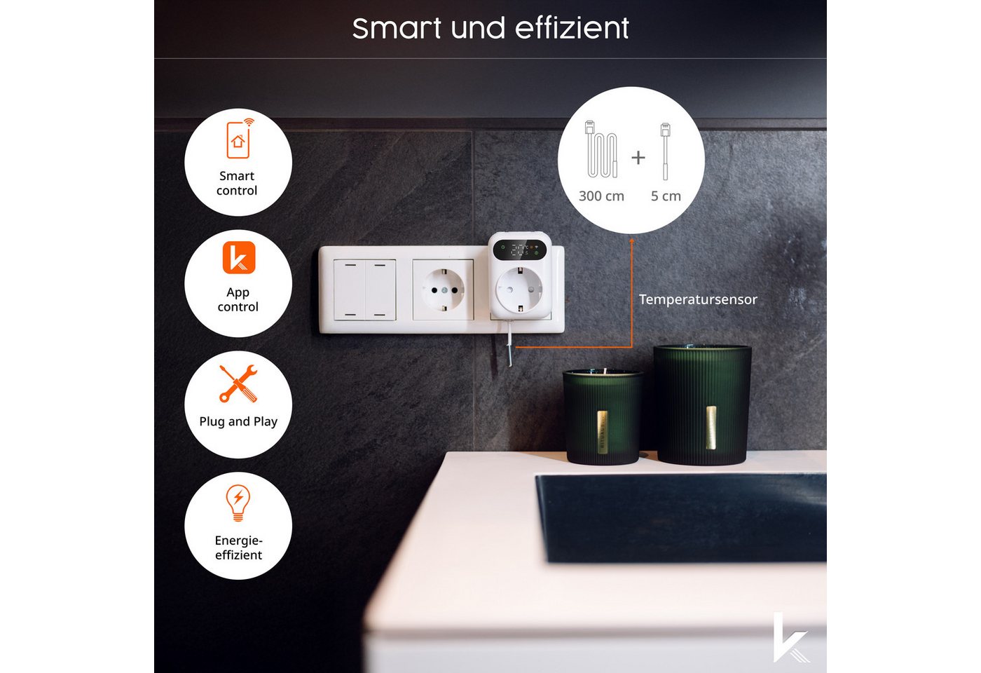 Könighaus Steckdosen-Thermostat Könighaus LED Smart-Thermostat Bild 4
