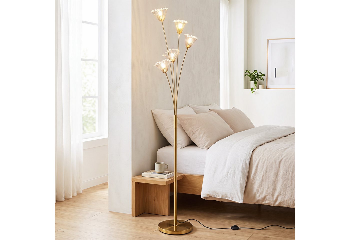 COSTWAY Stehlampe Standlampe für Wohnzimmer, Dekorative Bodenlampe