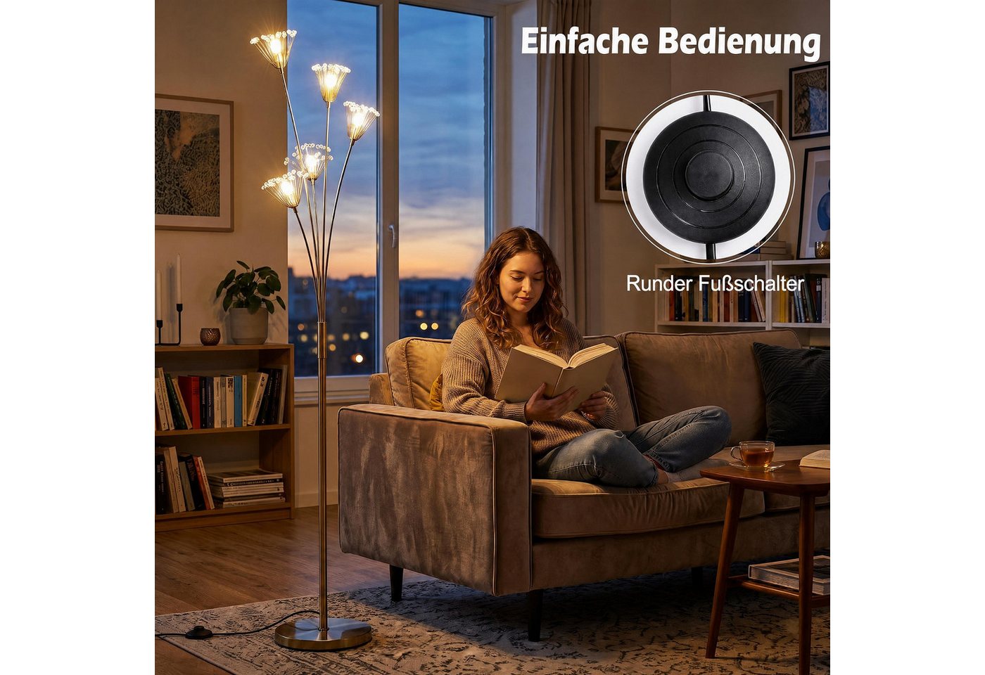 COSTWAY Stehlampe Standlampe für Wohnzimmer, Dekorative Bodenlampe Bild 2