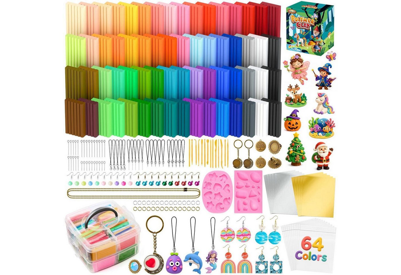 LuxusKollektion Kreativset Polymer Clay Set 64 Farben mit Zubehör Bild 4