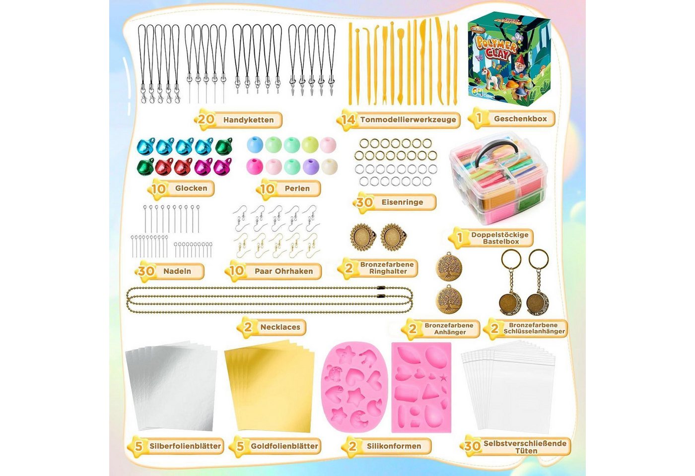 LuxusKollektion Kreativset Polymer Clay Set 64 Farben mit Zubehör Bild 5