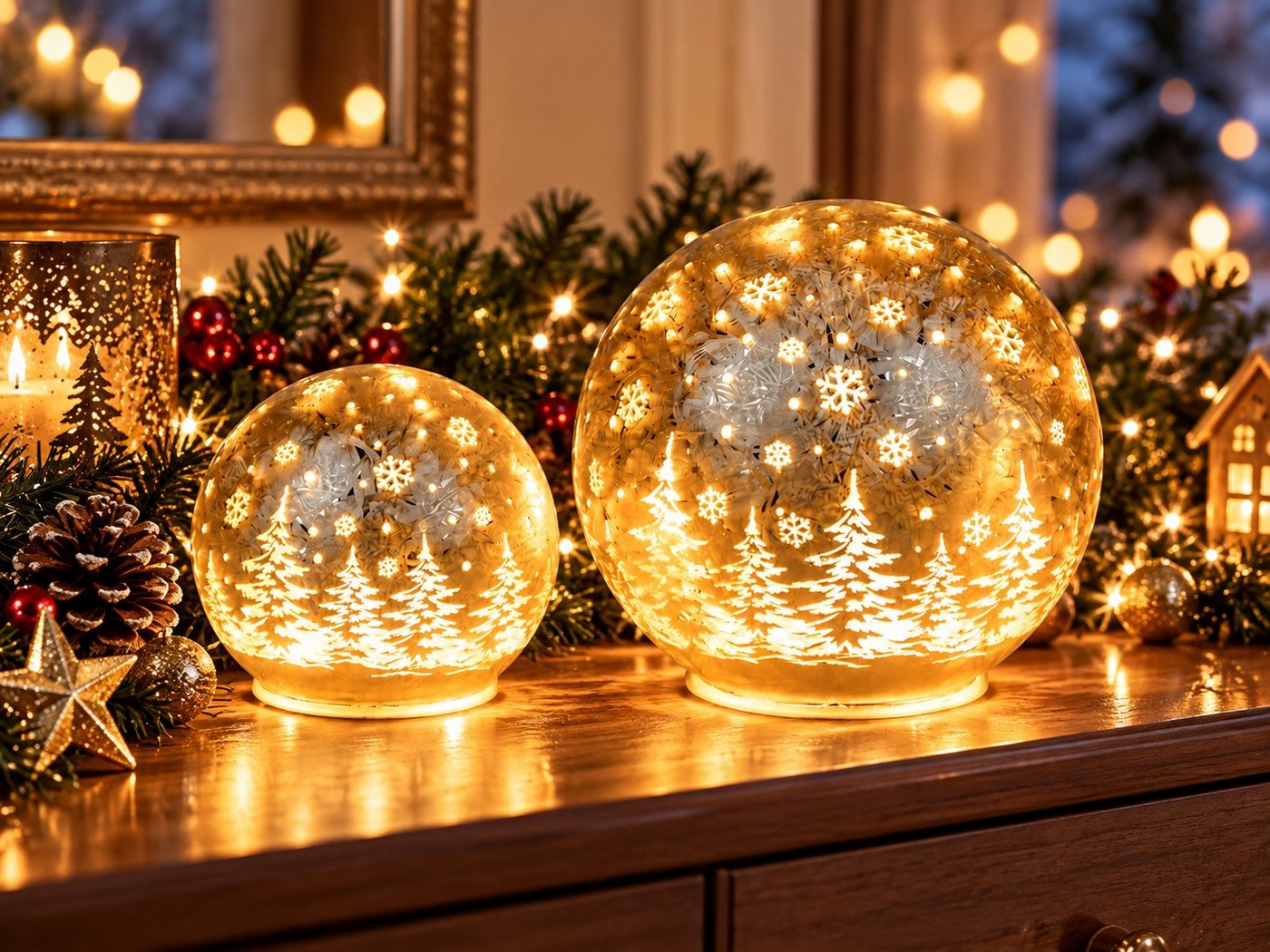 formano LED Kugelleuchte LED Deko-Kugel Champagner 12cm oder 15 cm Durchmesser od. 2er Set Bild 2