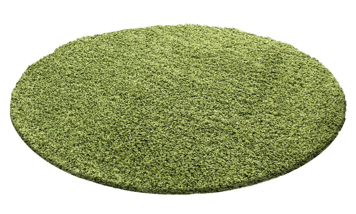 Teppich Boss Teppich Hochflor Teppich Lux in Grün, rund, Höhe: 30 mm, Strapazierfähig, pflegeleicht, einfarbig und ideal fürs Wohnzimmer Bild 2