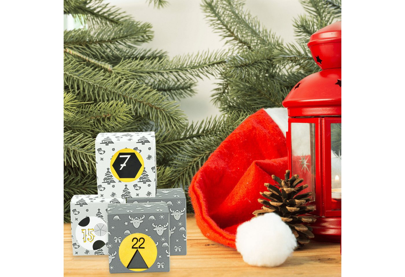 Fomax DIY-Adventskalender Kartons zum selber basteln, 24 Schächtelchen zum Aufstellen und Befüllen Bild 2
