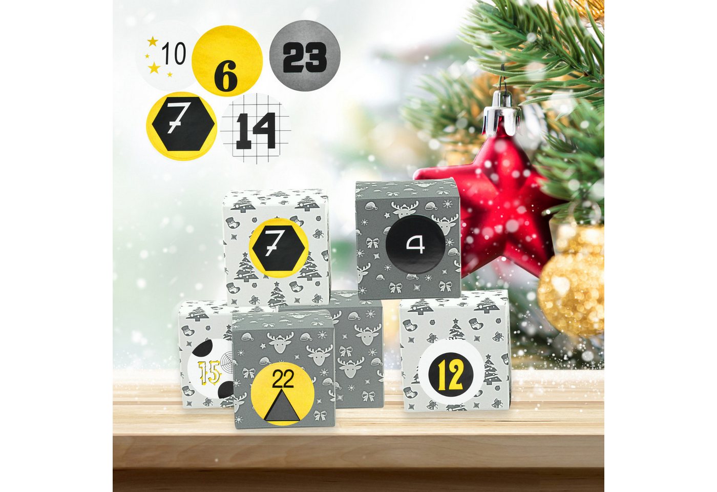 Fomax DIY-Adventskalender Kartons zum selber basteln, 24 Schächtelchen zum Aufstellen und Befüllen Bild 3