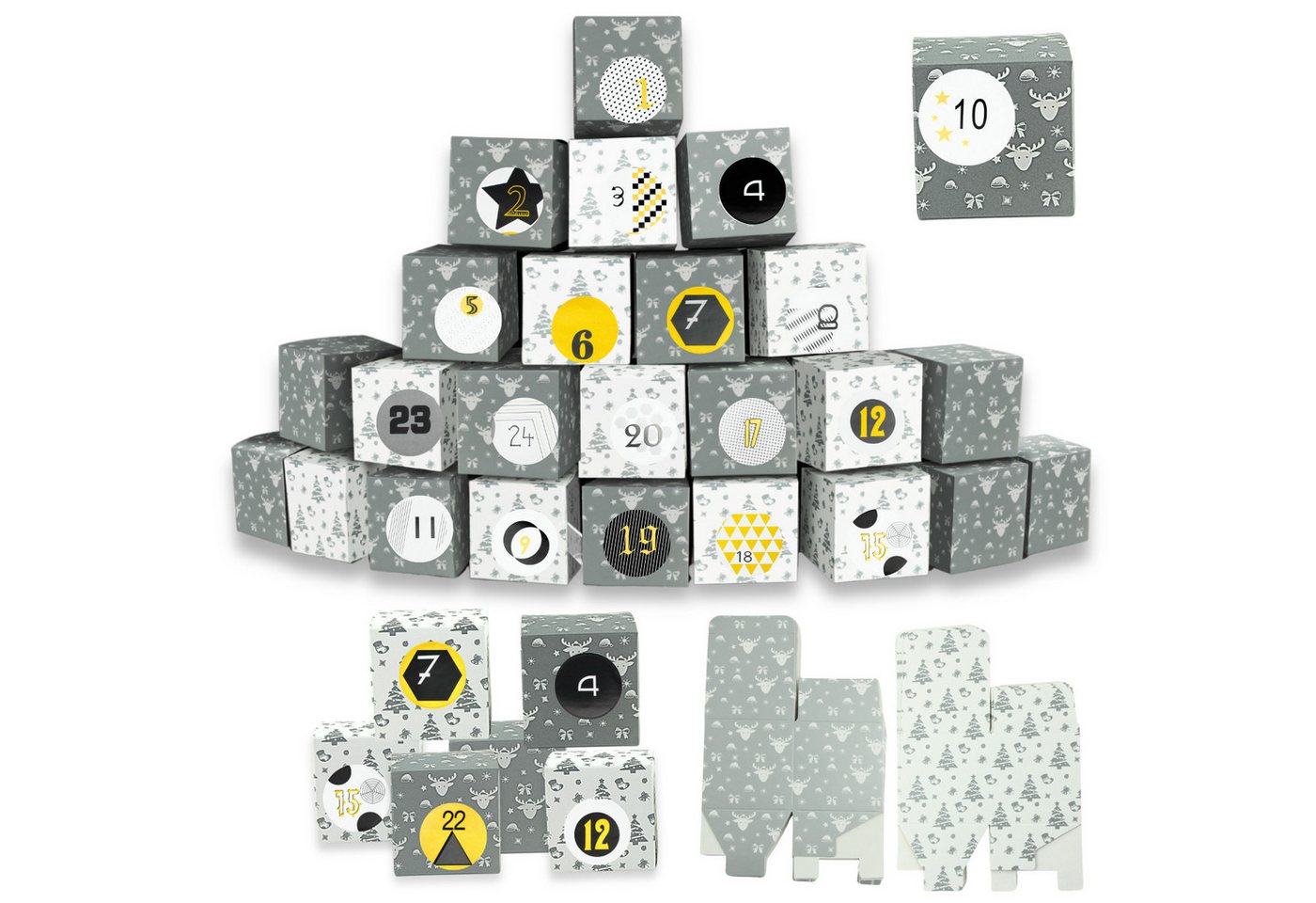 Fomax DIY-Adventskalender Kartons zum selber basteln, 24 Schächtelchen zum Aufstellen und Befüllen Bild 4