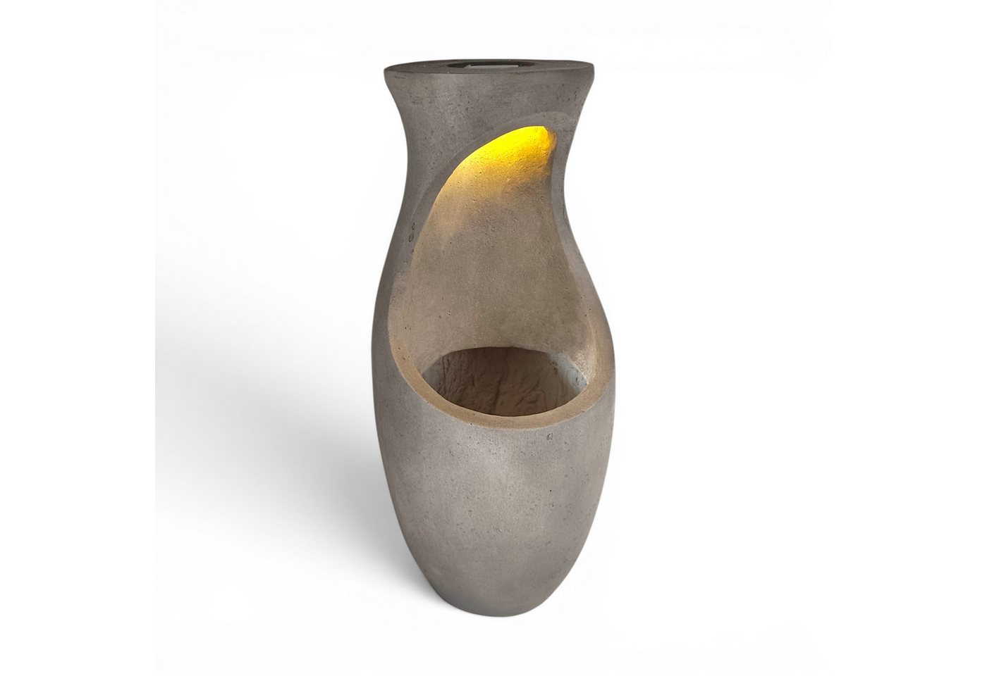 Arnusa Pflanzkübel Design Blumentopf mit LED Solarbeleuchtung 61 cm Betonoptik 7kg, Gartendekoration mit Licht Bild 4