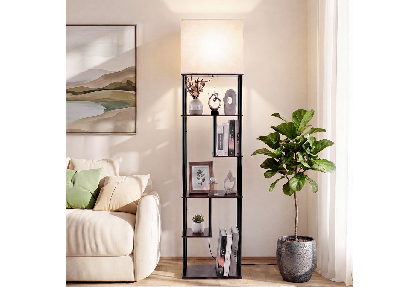 COSTWAY Stehlampe, Stehleuchte modern mit 5 Eneben, Standleuchte Bild 2