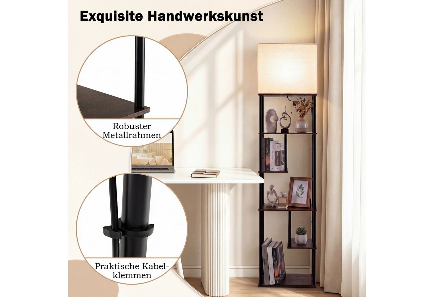 COSTWAY Stehlampe, Stehleuchte modern mit 5 Eneben, Standleuchte Bild 4