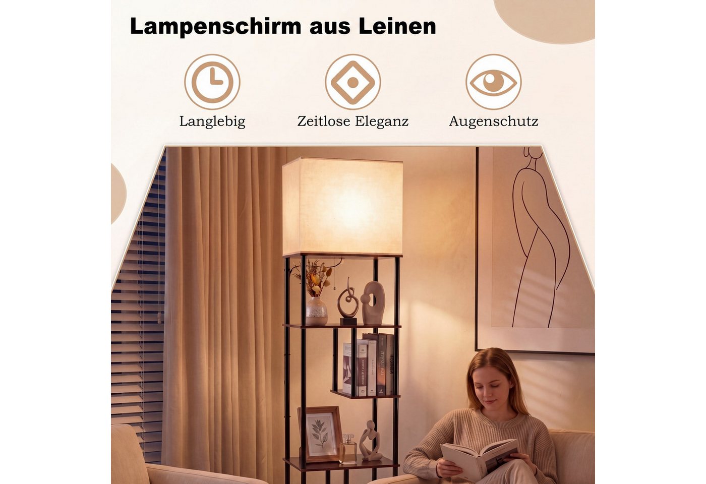 COSTWAY Stehlampe, Stehleuchte modern mit 5 Eneben, Standleuchte Bild 5
