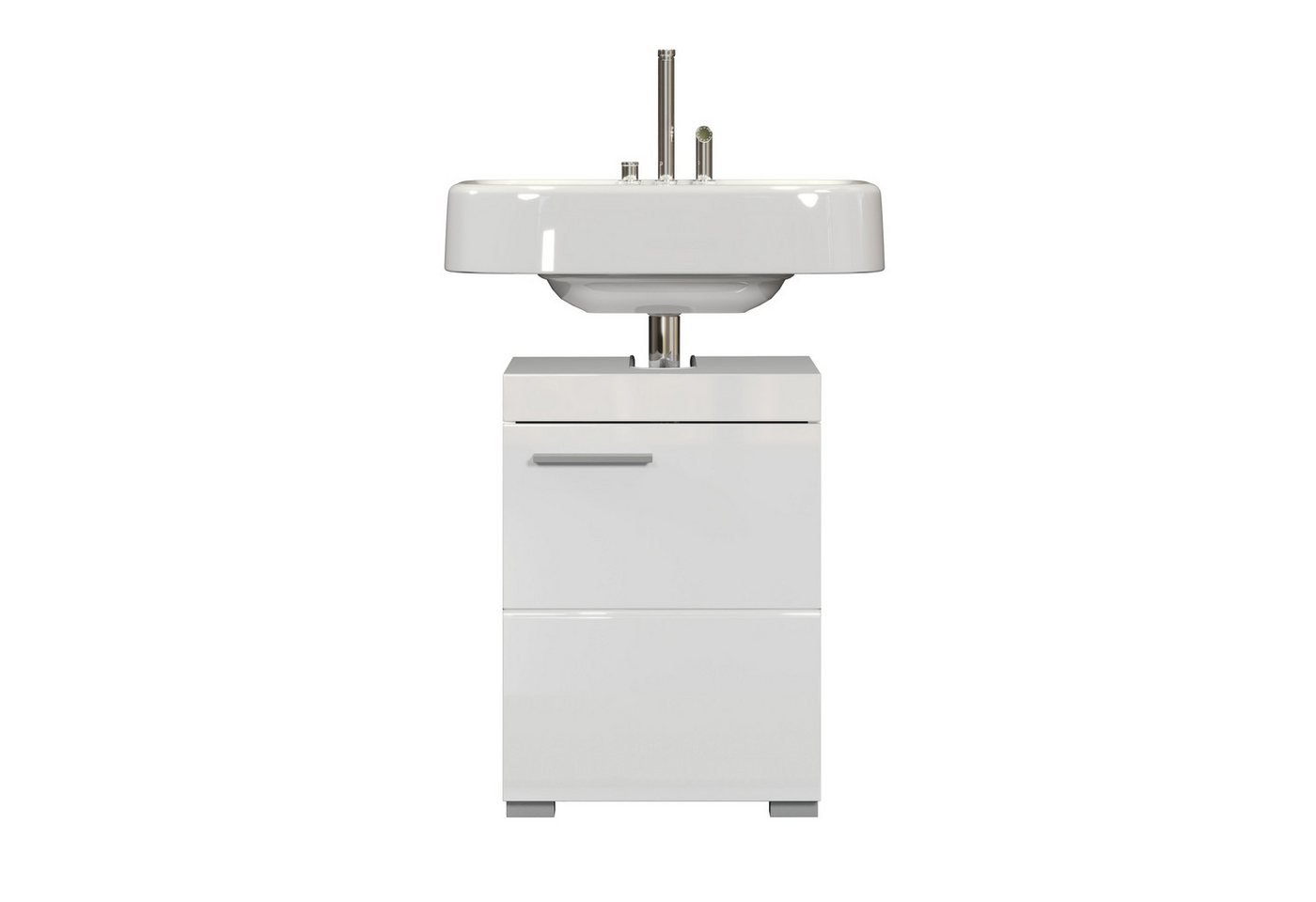 trendteam Waschbeckenunterschrank Badunterschrank in Weiß Melamin & Weiß Hochglanz B/H/T: 40x56x34 cm Bild 2
