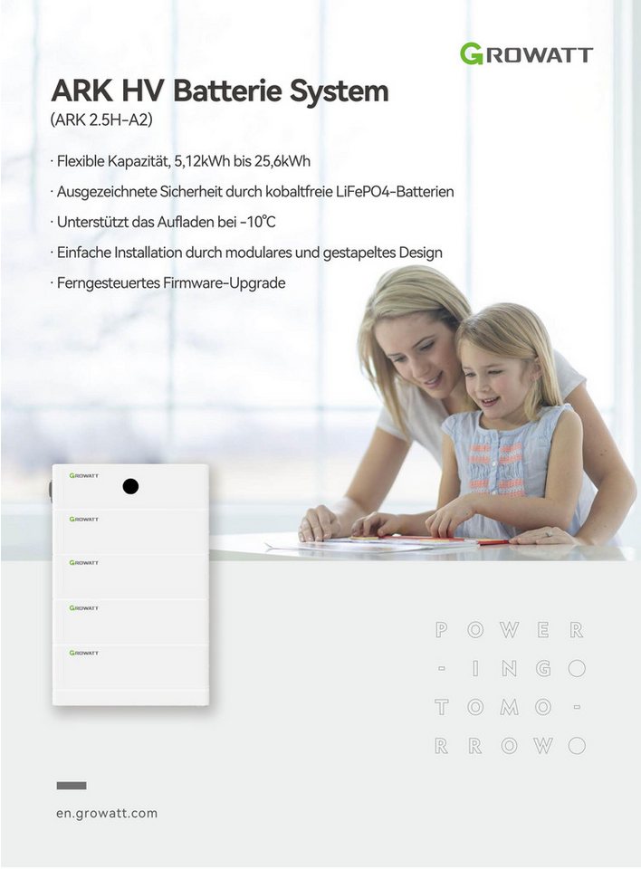 Growatt Balkonkraftwerk Growatt ARK 2.5H-A2, 2560 W, Solarspeicher für 3-phasige SPH Hybrid-Wechselrichter, IP65 Bild 2