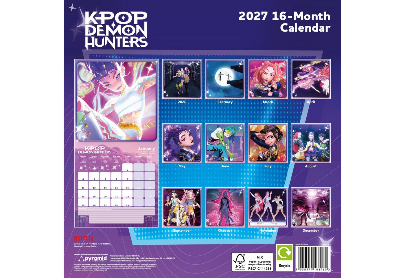 Wandkalender Kalender 2027 K-Pop Demon Hunters - Wandkalender 30x30 cm
