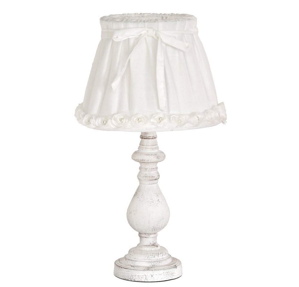 Grafelstein Tischleuchte Tischlampe ROSY DREAMS weiß mit kleinen Stoffrosen am Rand Rosenrand E Bild 2