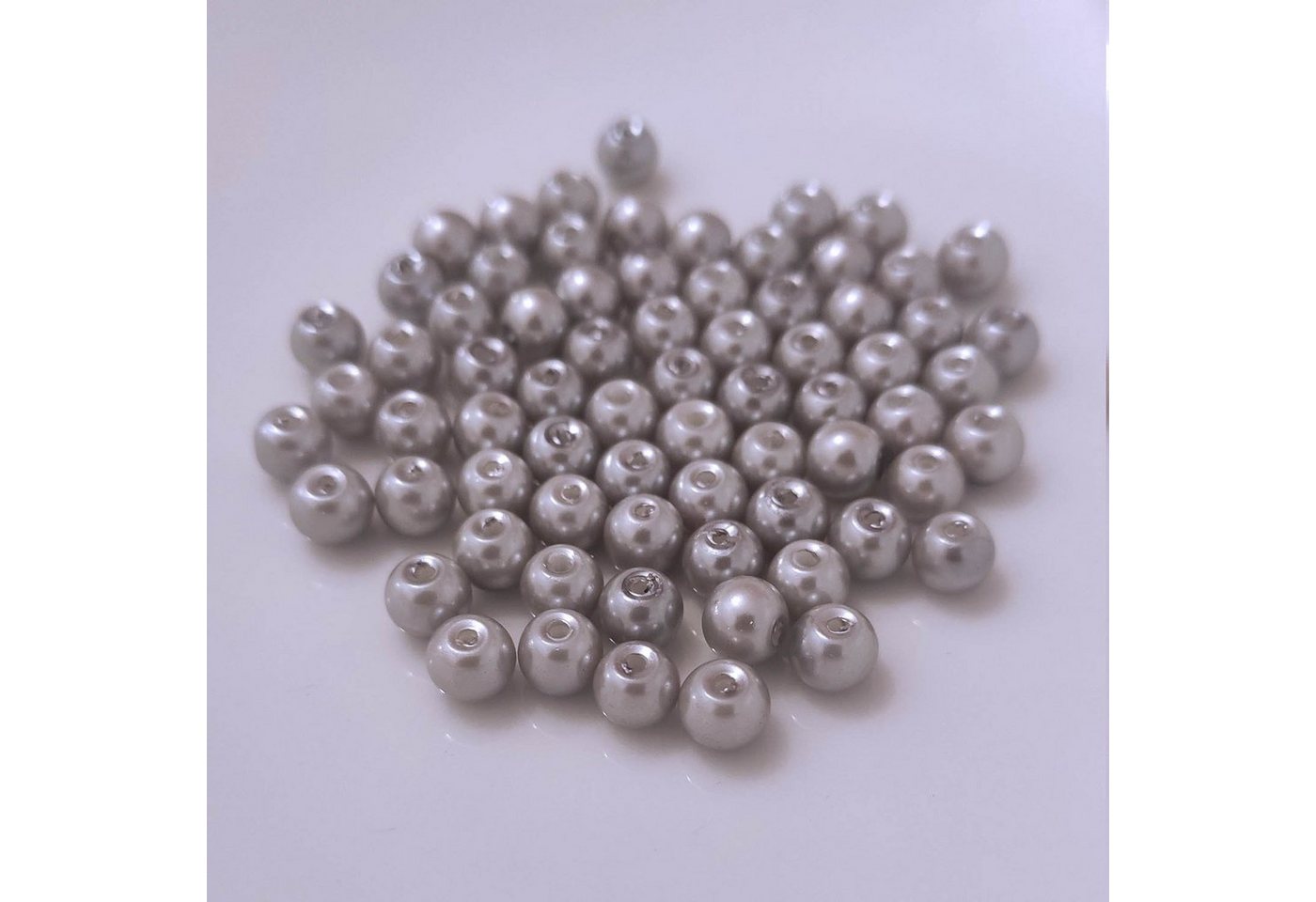 Kopper-24 Bastelperlen Glasperlen - Typ 'rund' - 20g - 8 mm - Silber