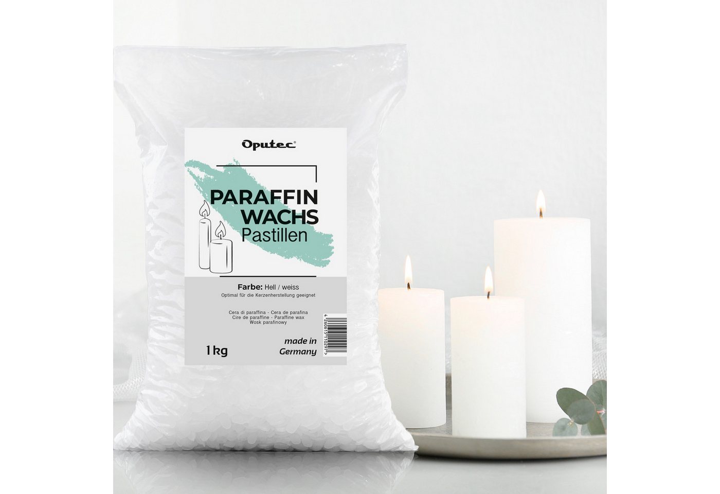 Oputec Bastelnaturmaterial 1 KG Paraffinwachs Pastillen für Kerzen: Weißes Kerzenwachs Bild 2