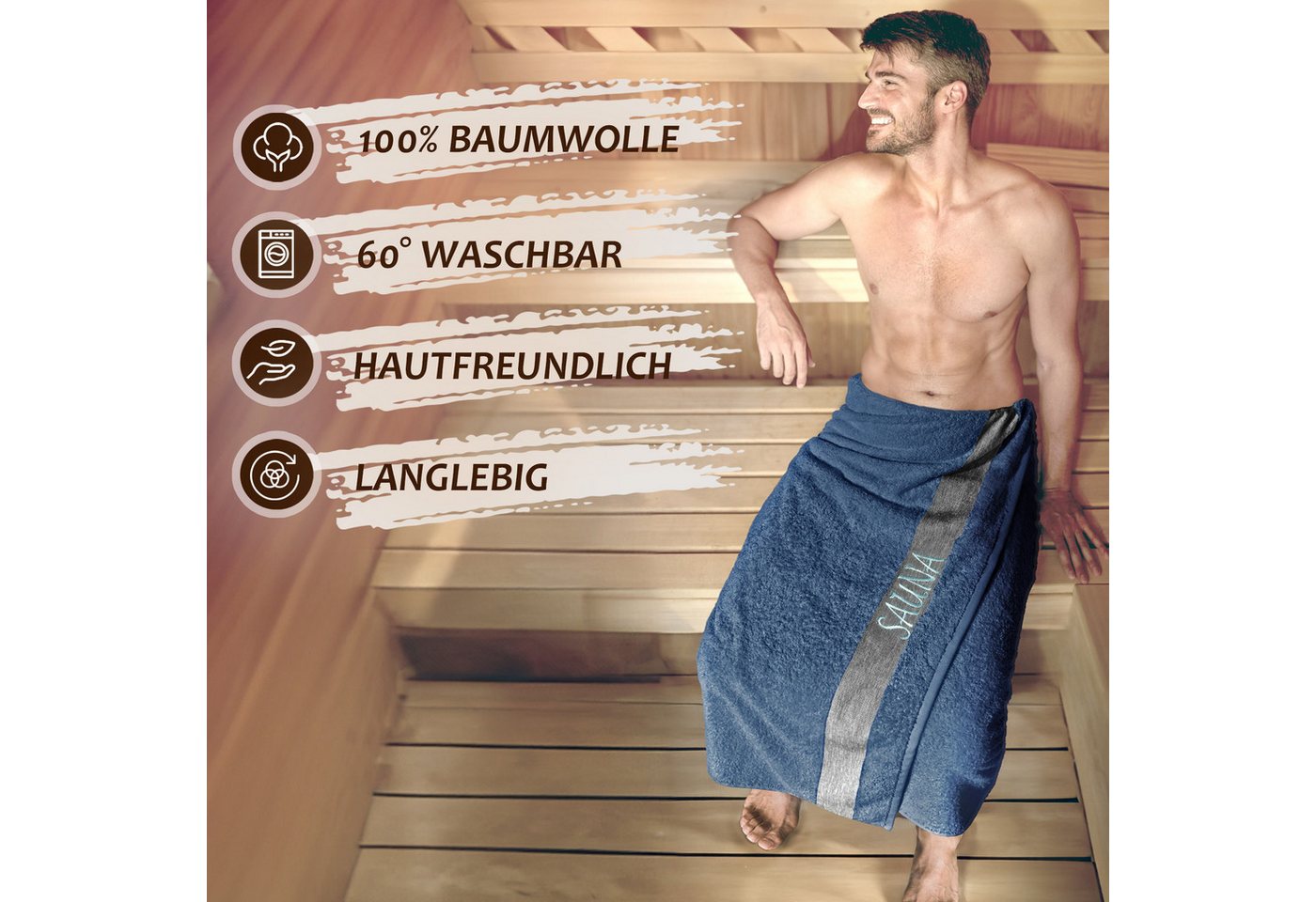 Lashuma Saunatuch Premium Frottee Saunahandtuch 100x200 für Damen & Herren, (1-St), XXL Badetuch - Handtuch Bild 4