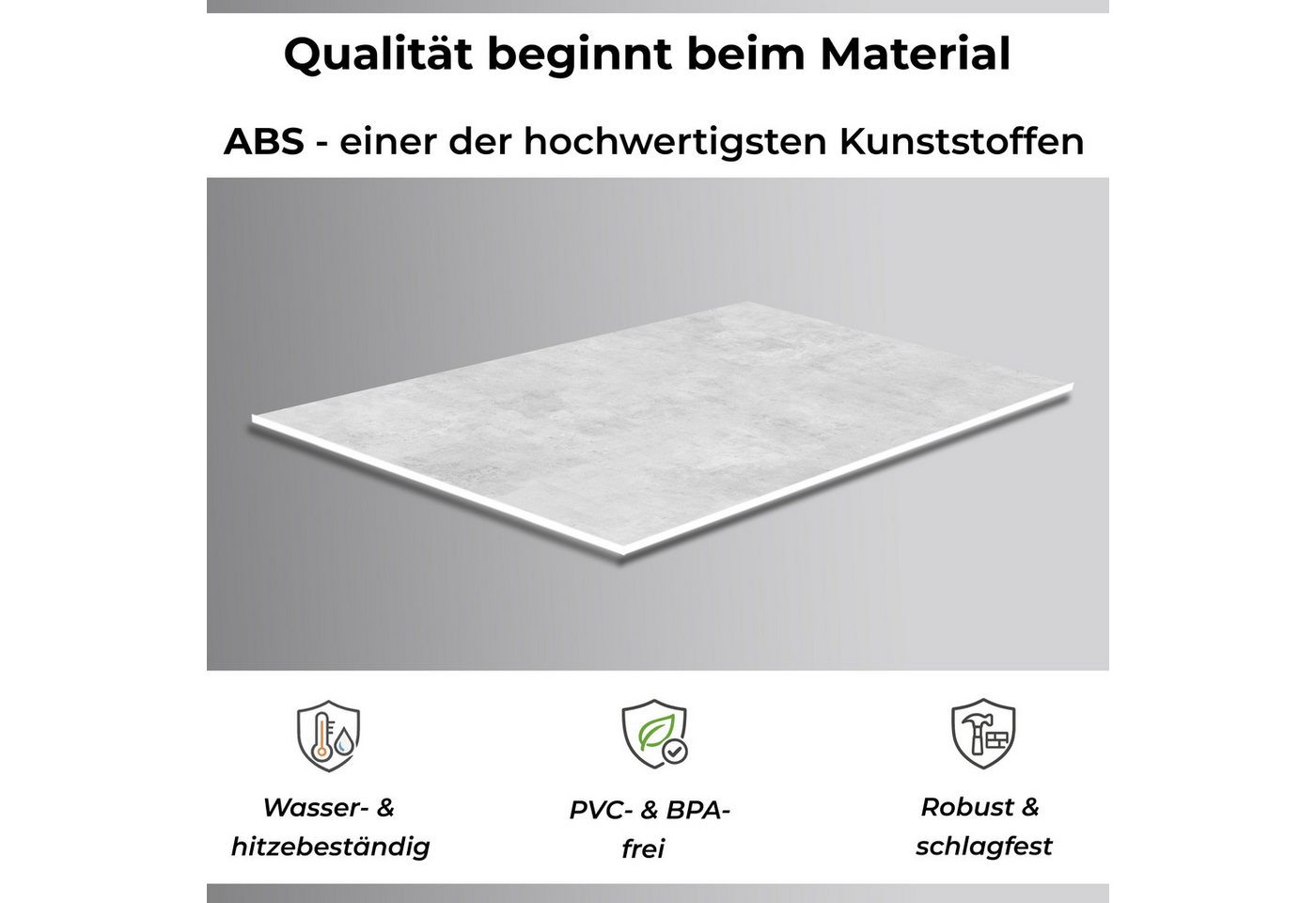 Rodnik Küchenrückwand aus robustem ABS-Kunststoff mit Direktdruck - Beton, Pflegeleicht, stabil und kratzfest
