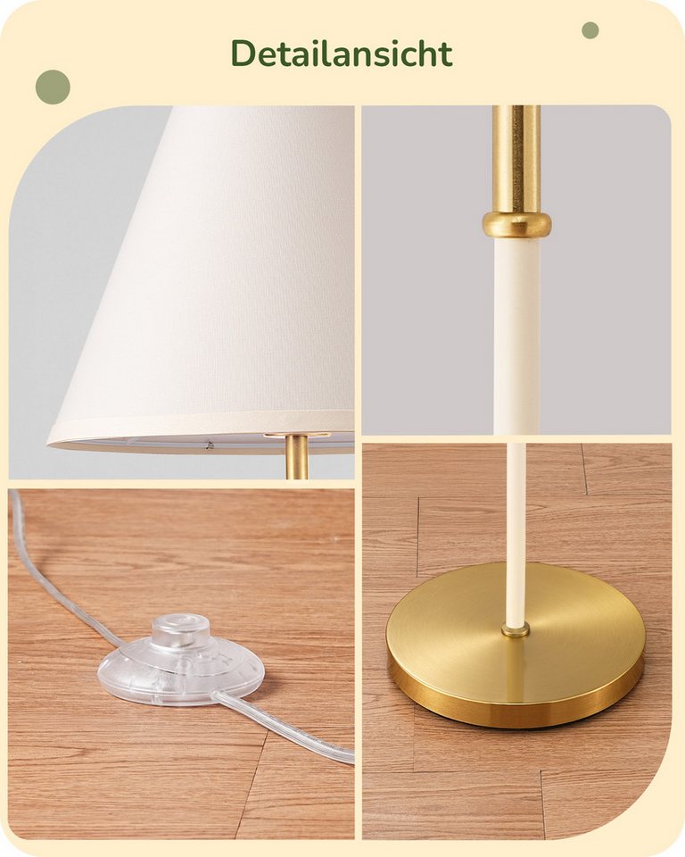 EDISHINE Stehlampe Wohnzimmer, LED wechselbar, warmweiß, Leselampe für Ecke, mit Leinenstoff-Schirm, 2700K, weiß Bild 5