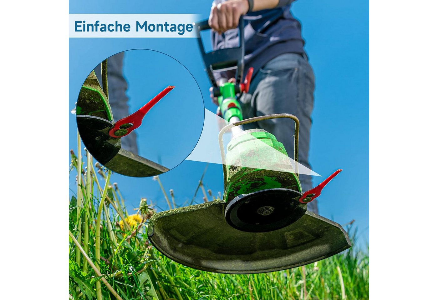 OSTWOLKE Motorsensenmesser 100 Stück Ersatzmesser für Rasentrimmer Kunststoff Ersatzklingen, Rasentrimmer Zubehör für Kunststoffmesser Akku-Rasentrimmer Bild 2