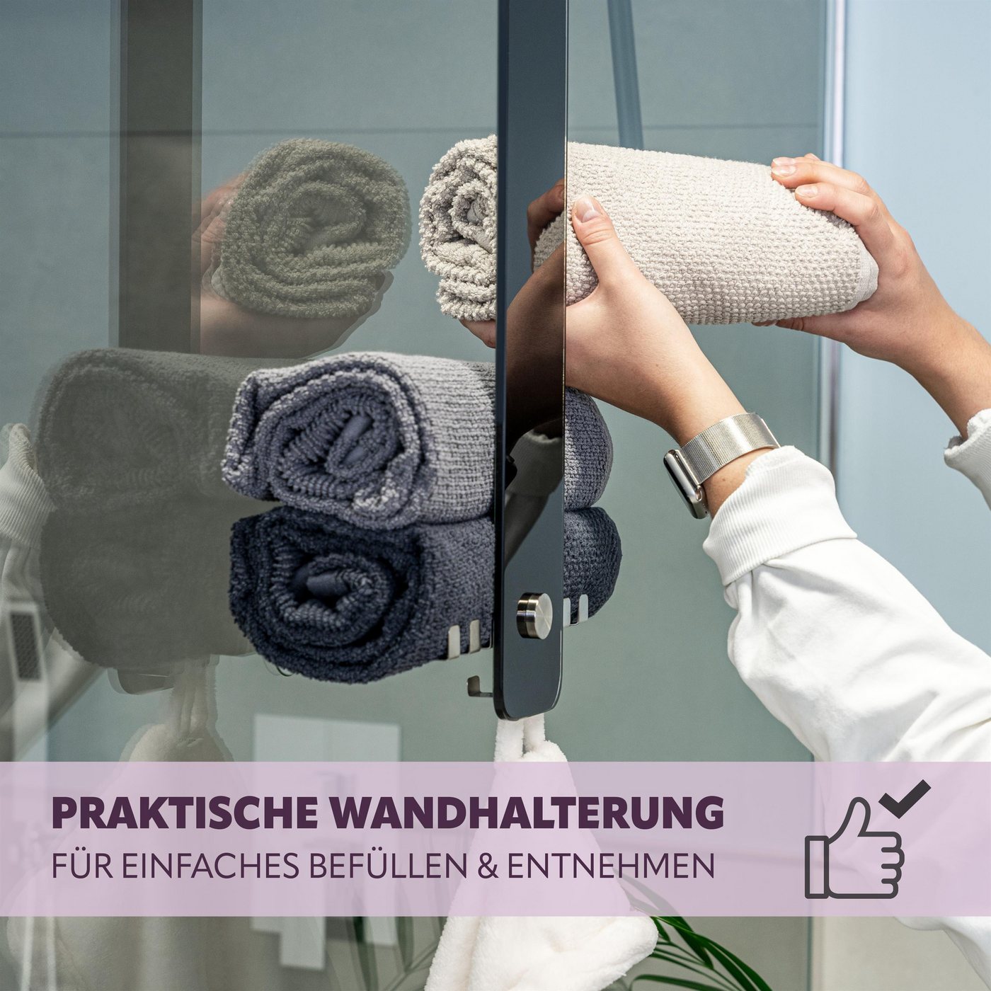 bremermann Handtuchregal bremermann Bad-Serie PIAZZA - 2in1, Glas und Edelstahl matt