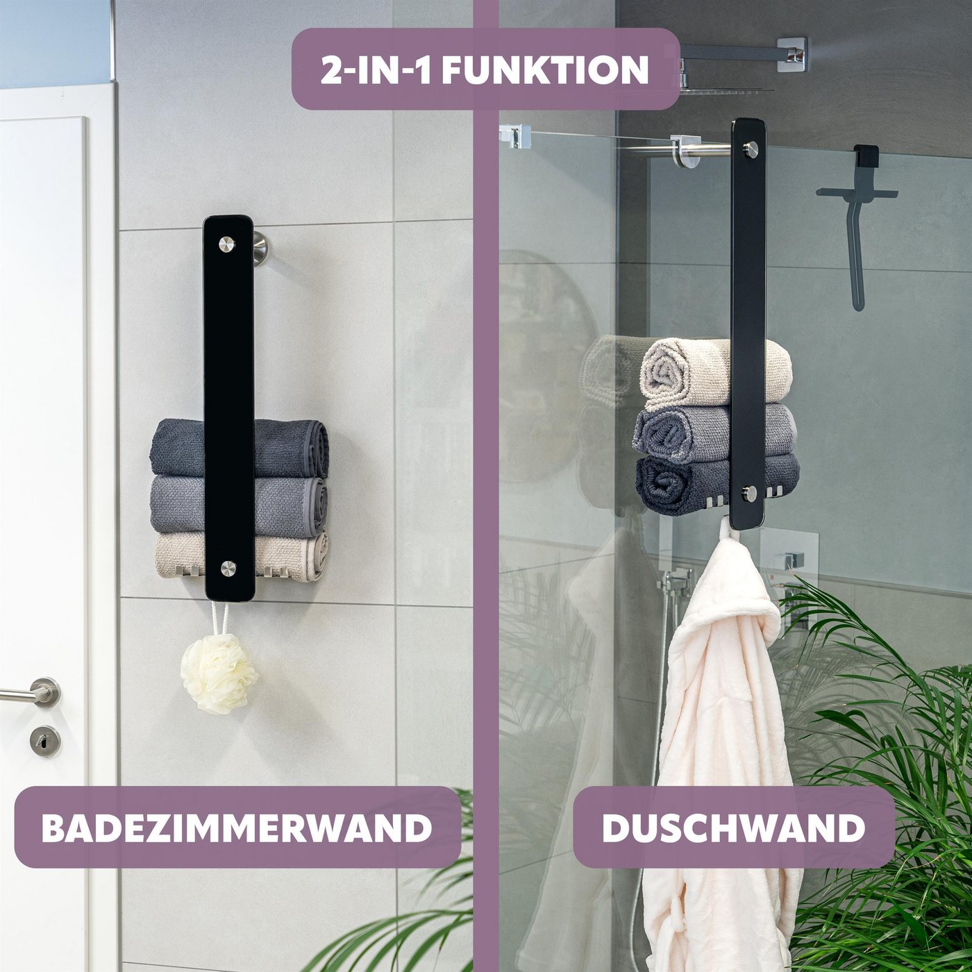bremermann Handtuchregal bremermann Bad-Serie PIAZZA - 2in1, Glas und Edelstahl matt Bild 2