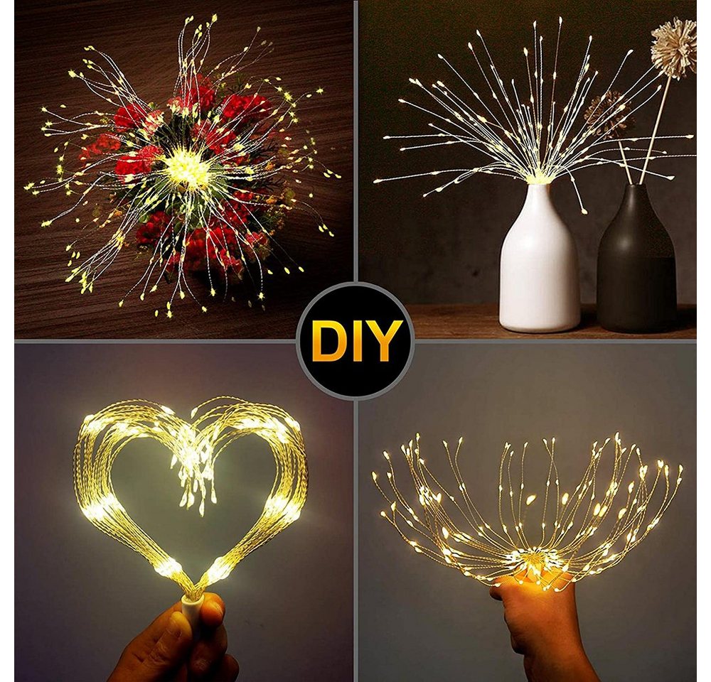 Qualra LED-Lichterkette 200LEDs Feuerwerk Lichterkette Batterie 8 Modi Hängend Fernbedienung, Draußen Weihnachtsdekoration Bild 3