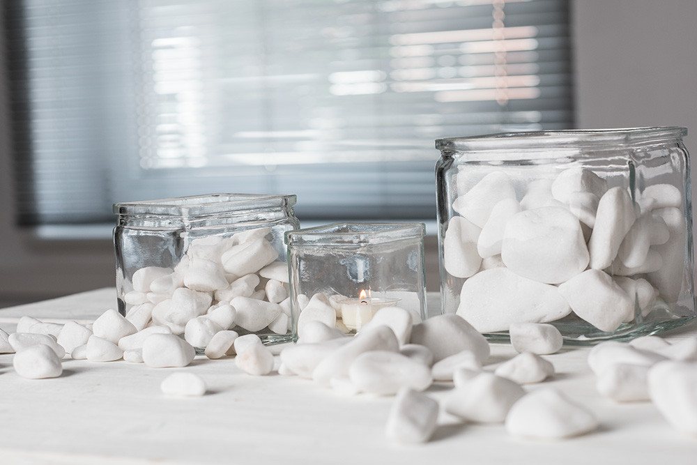 Eurosand Dekokies Dekosteine Pure White Pebbles 10-20-40mm. Marmorsteine 1kg. weiß WEISS