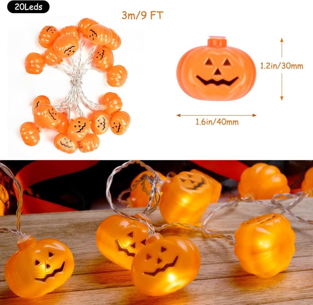 FELIXLEO LED Dekolicht Halloween Lichterkette Kürbis LED 27m Innen Außen Deko Bild 5