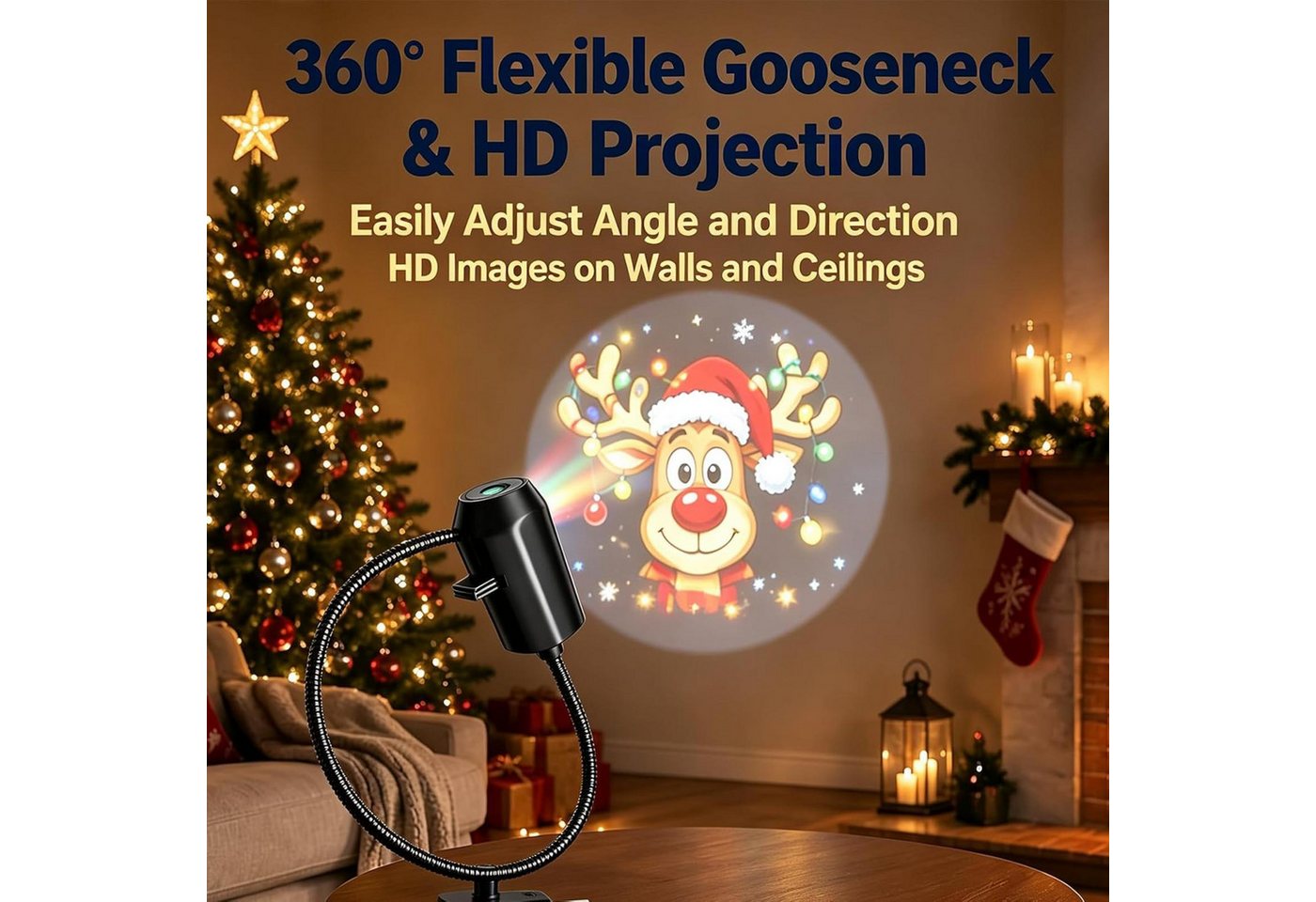 FELIXLEO LED Discolicht 10 Stück Weihnachts Projektor Licht, 5D HD LED Projektor mit