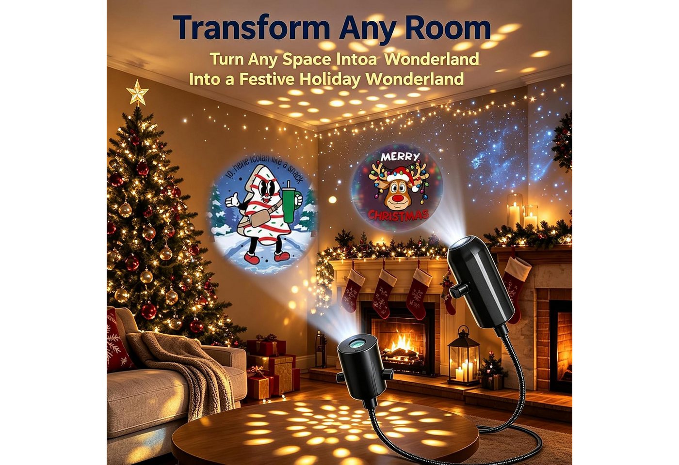 FELIXLEO LED Discolicht 10 Stück Weihnachts Projektor Licht, 5D HD LED Projektor mit Bild 2