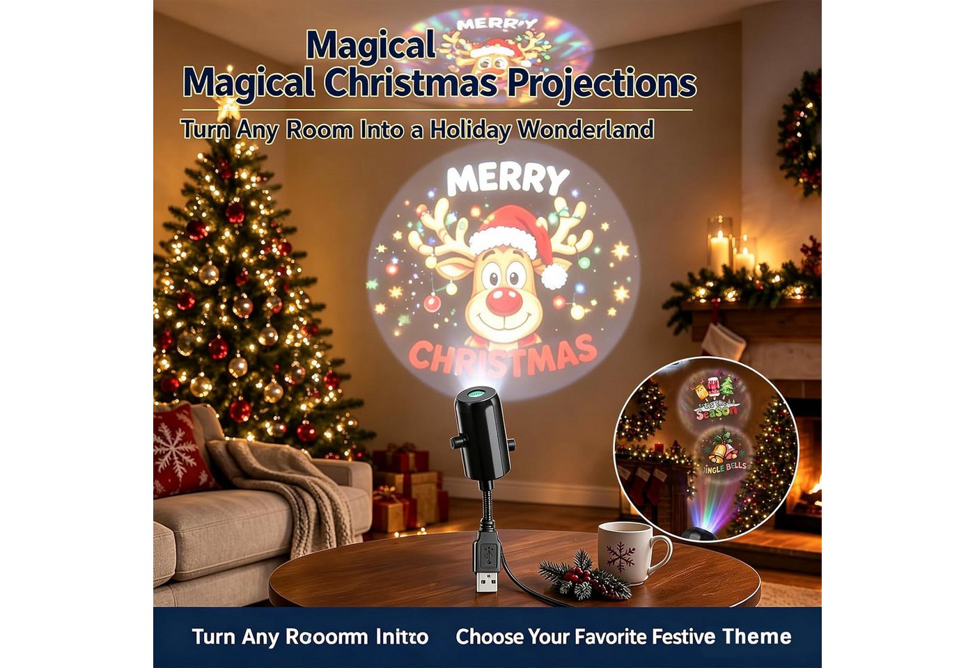 FELIXLEO LED Discolicht 10 Stück Weihnachts Projektor Licht, 5D HD LED Projektor mit Bild 3