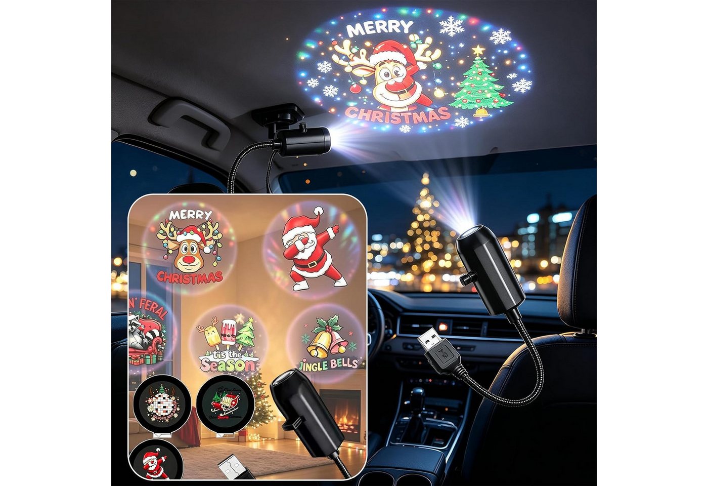 FELIXLEO LED Discolicht 10 Stück Weihnachts Projektor Licht, 5D HD LED Projektor mit Bild 4