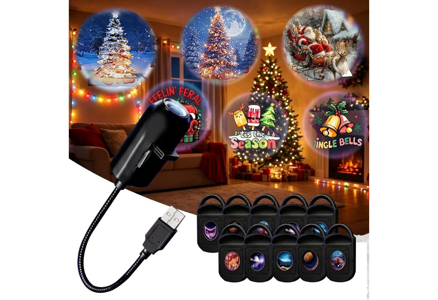 FELIXLEO LED Discolicht 10 Stück Weihnachts Projektor Licht, 5D HD LED Projektor mit Bild 5